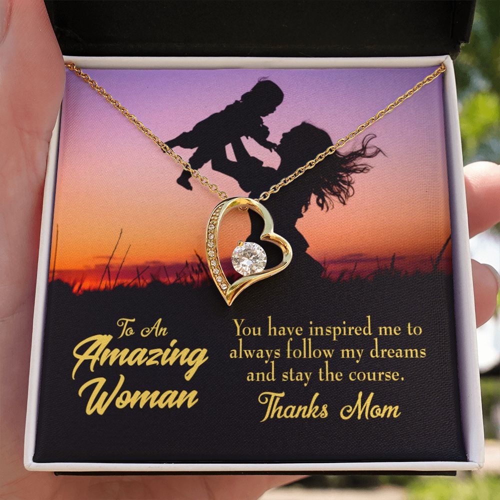 To Mom Follow my Dreams Forever Necklace w Message Card-Express Your Love Gifts