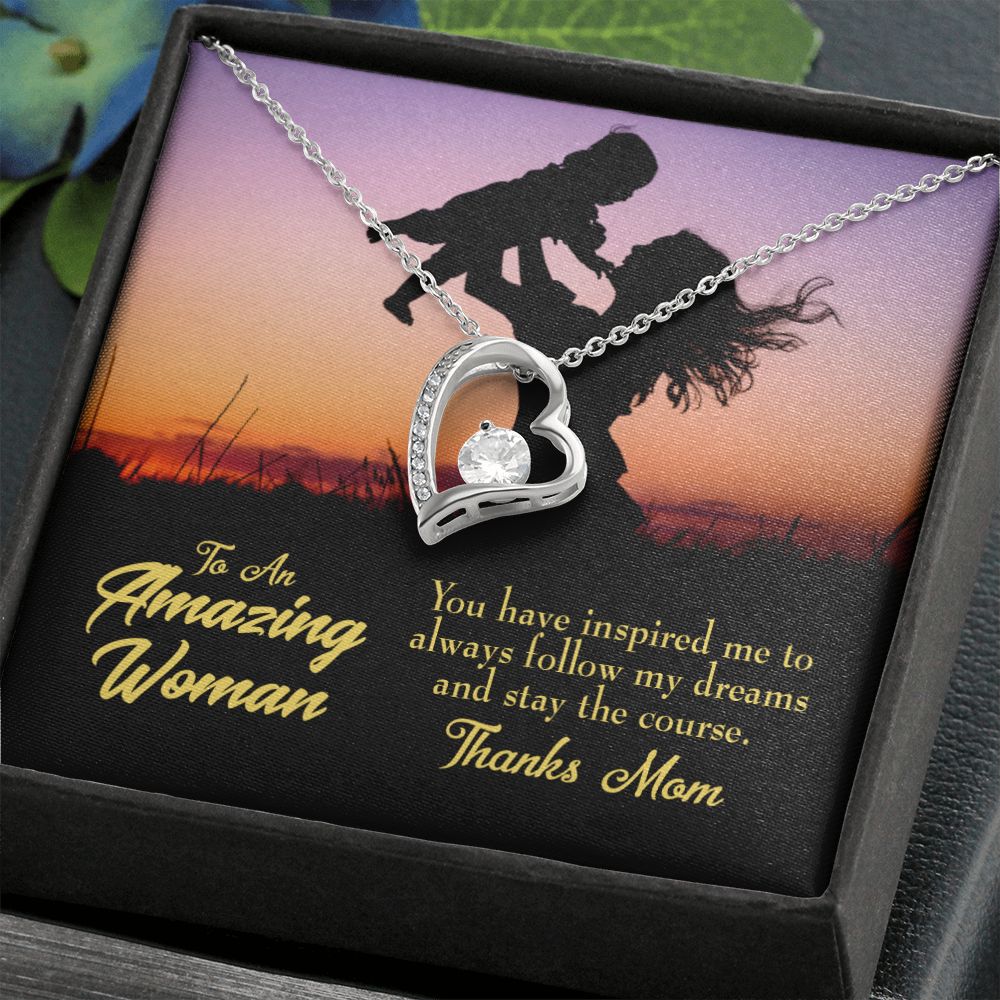 To Mom Follow my Dreams Forever Necklace w Message Card-Express Your Love Gifts