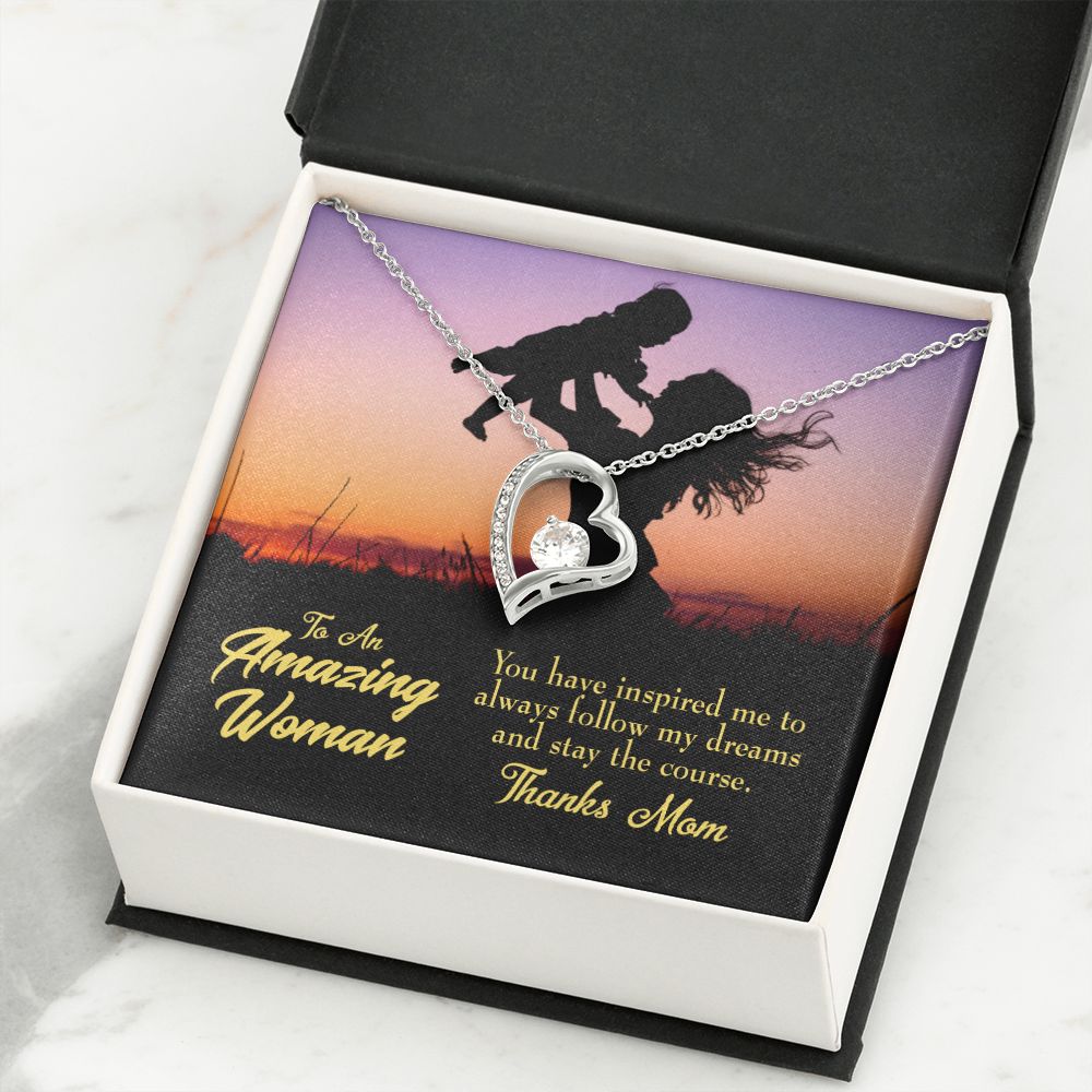 To Mom Follow my Dreams Forever Necklace w Message Card-Express Your Love Gifts