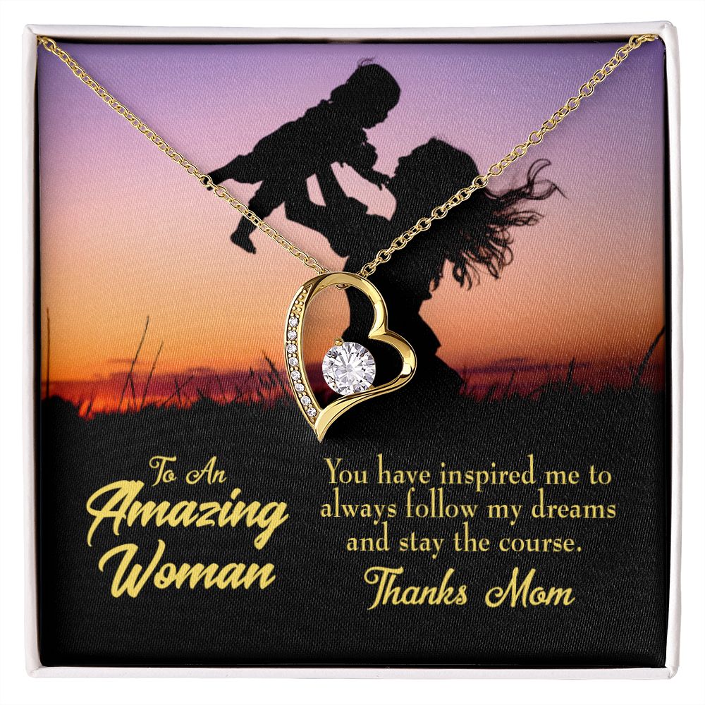 To Mom Follow my Dreams Forever Necklace w Message Card-Express Your Love Gifts