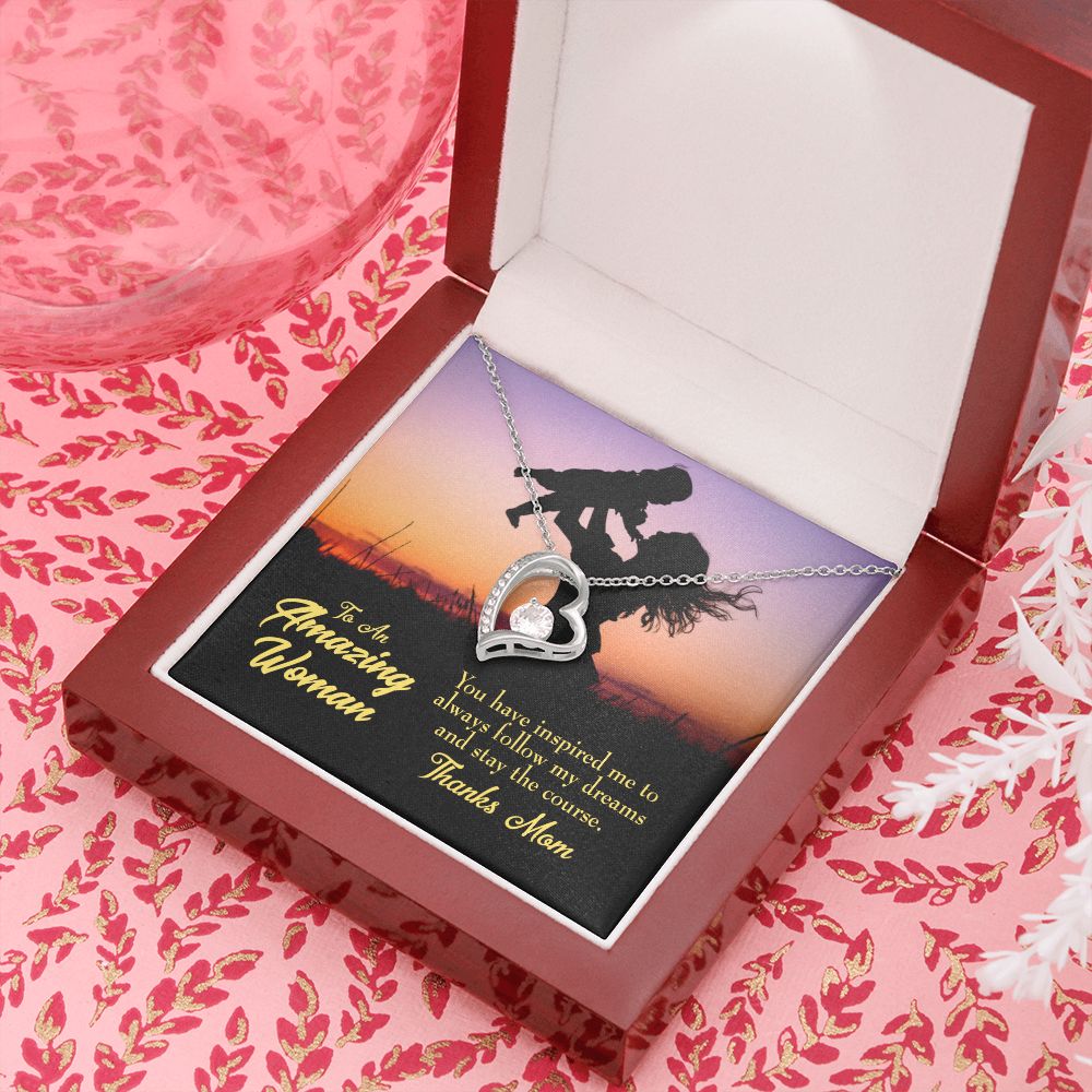 To Mom Follow my Dreams Forever Necklace w Message Card-Express Your Love Gifts