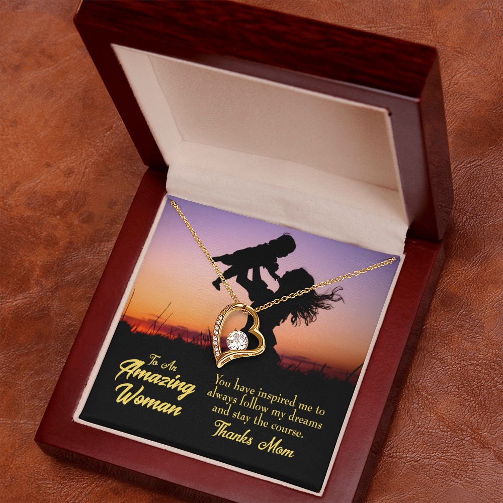 To Mom Follow my Dreams Forever Necklace w Message Card-Express Your Love Gifts