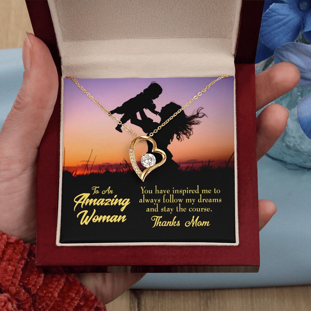 To Mom Follow my Dreams Forever Necklace w Message Card-Express Your Love Gifts