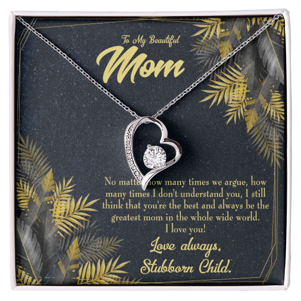 To Mom Greatest Mom Always Forever Necklace w Message Card-Express Your Love Gifts