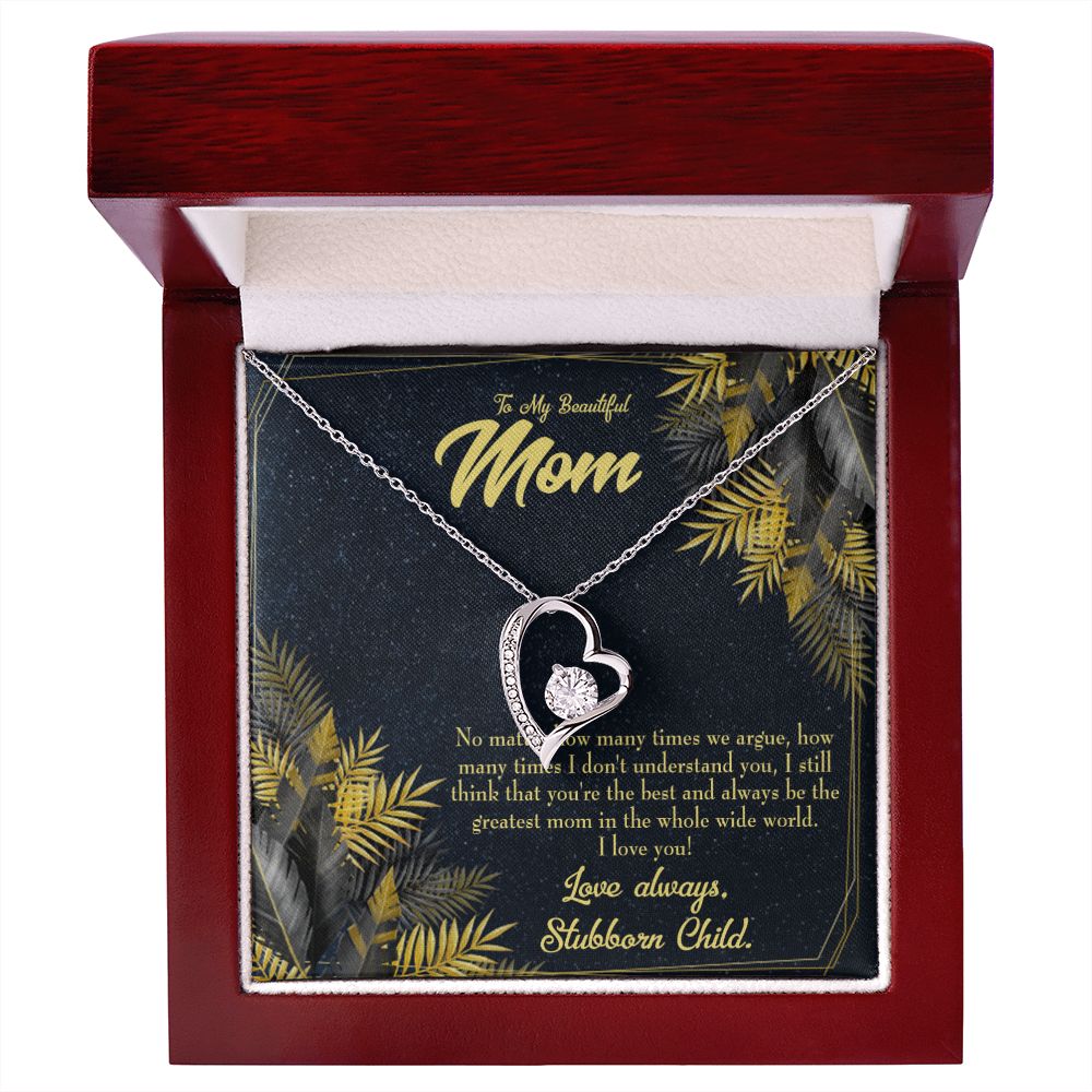 To Mom Greatest Mom Always Forever Necklace w Message Card-Express Your Love Gifts