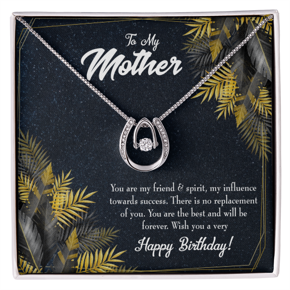 To Mom Happy Birthday Lucky Horseshoe Necklace Message Card 14k w CZ Crystals-Express Your Love Gifts