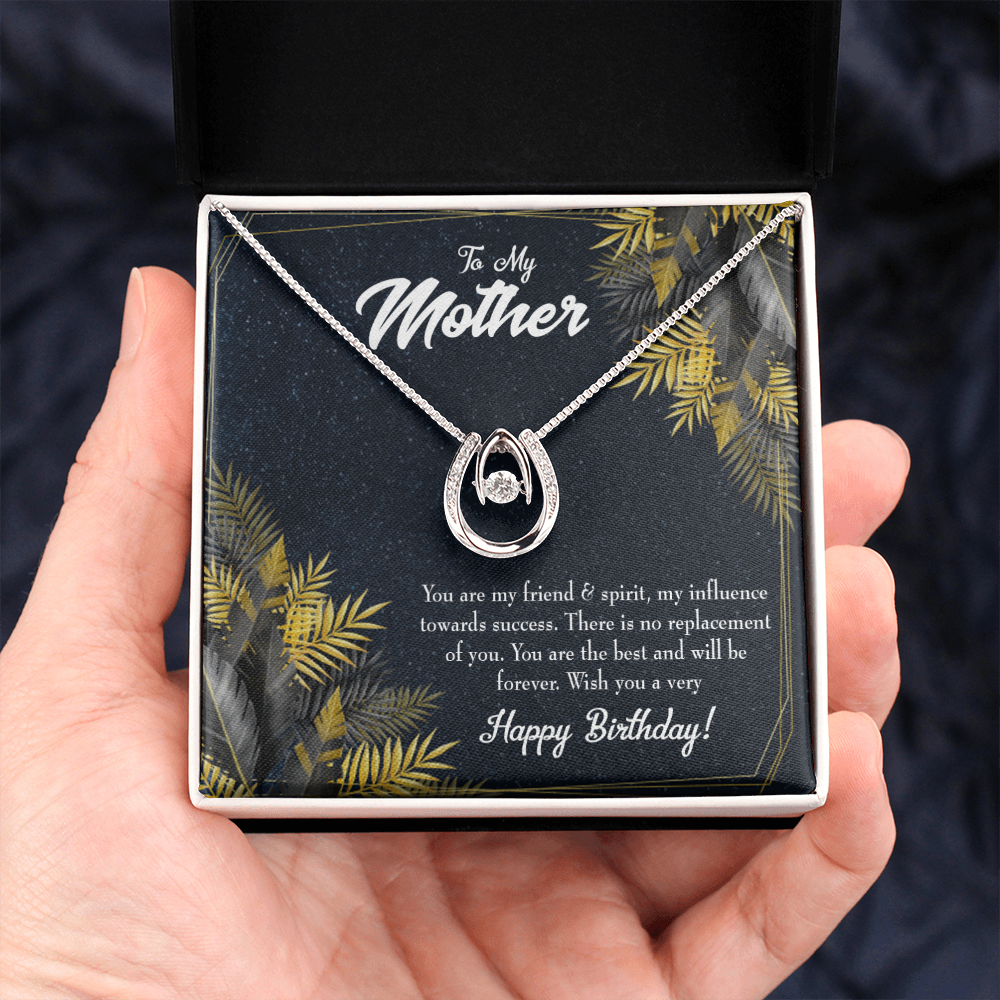 To Mom Happy Birthday Lucky Horseshoe Necklace Message Card 14k w CZ Crystals-Express Your Love Gifts