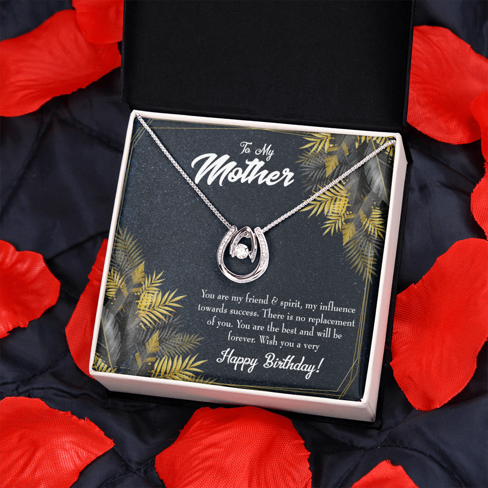 To Mom Happy Birthday Lucky Horseshoe Necklace Message Card 14k w CZ Crystals-Express Your Love Gifts