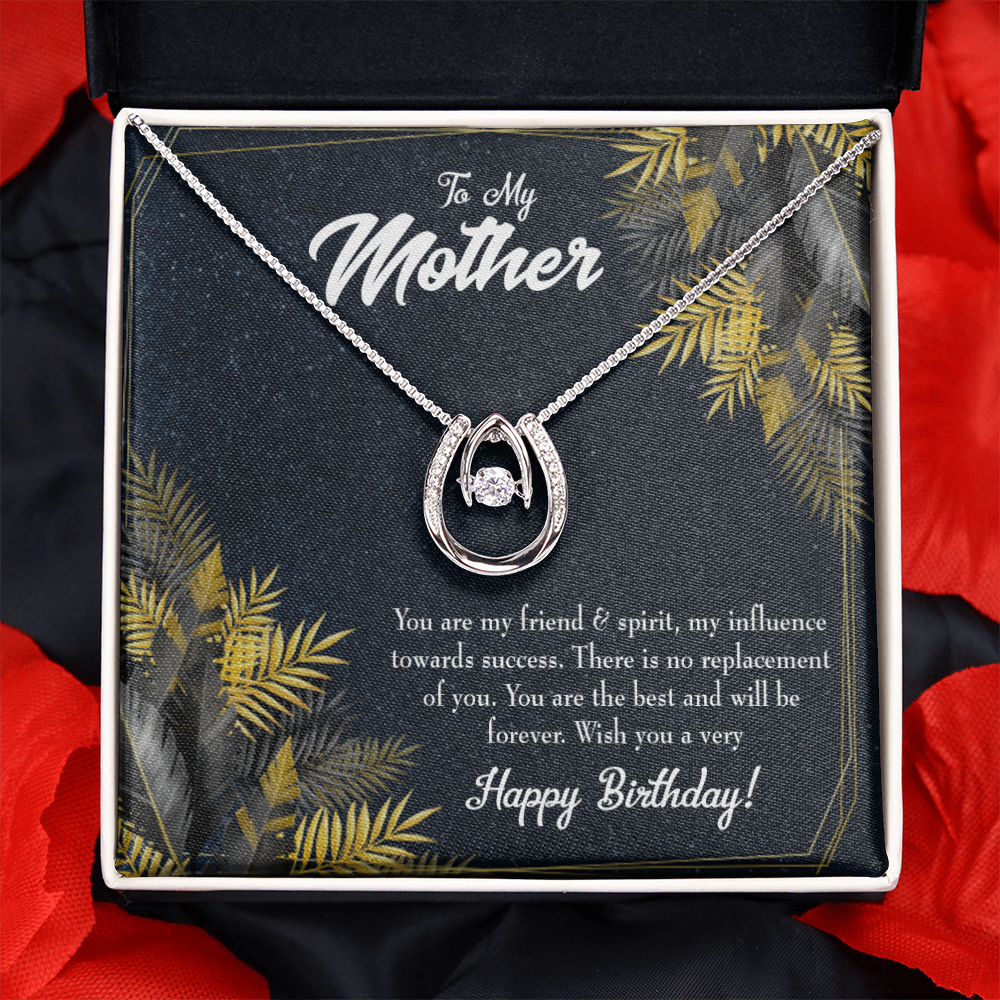 To Mom Happy Birthday Lucky Horseshoe Necklace Message Card 14k w CZ Crystals-Express Your Love Gifts