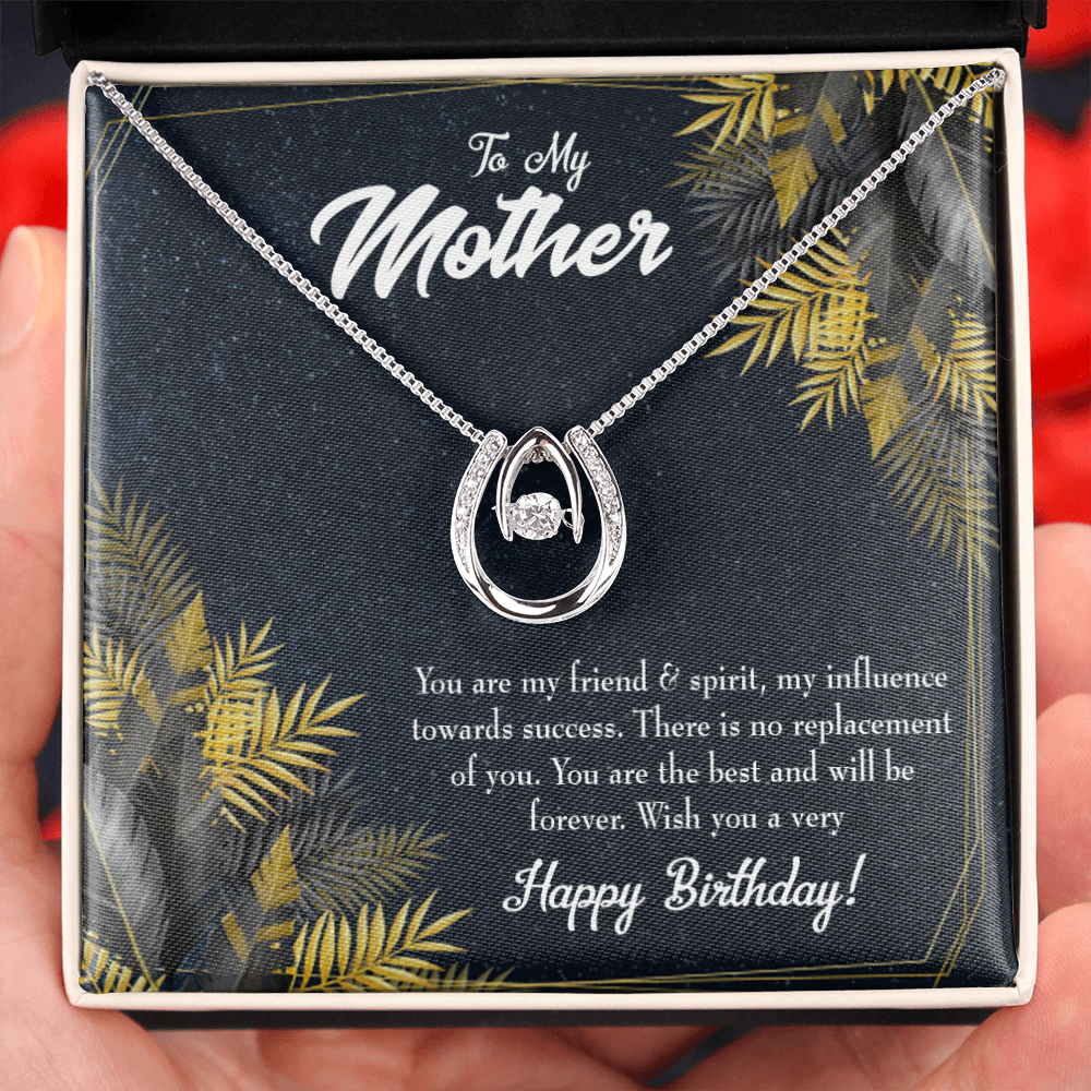To Mom Happy Birthday Lucky Horseshoe Necklace Message Card 14k w CZ Crystals-Express Your Love Gifts