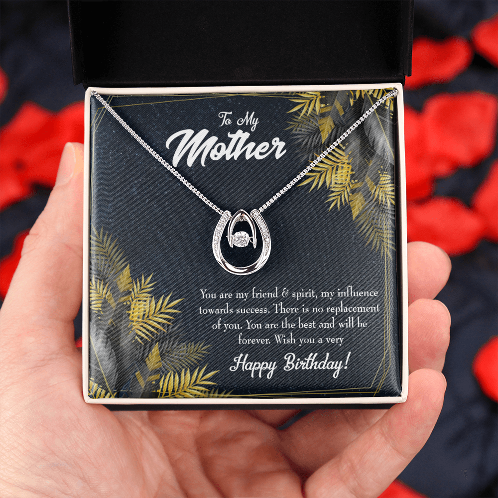 To Mom Happy Birthday Lucky Horseshoe Necklace Message Card 14k w CZ Crystals-Express Your Love Gifts