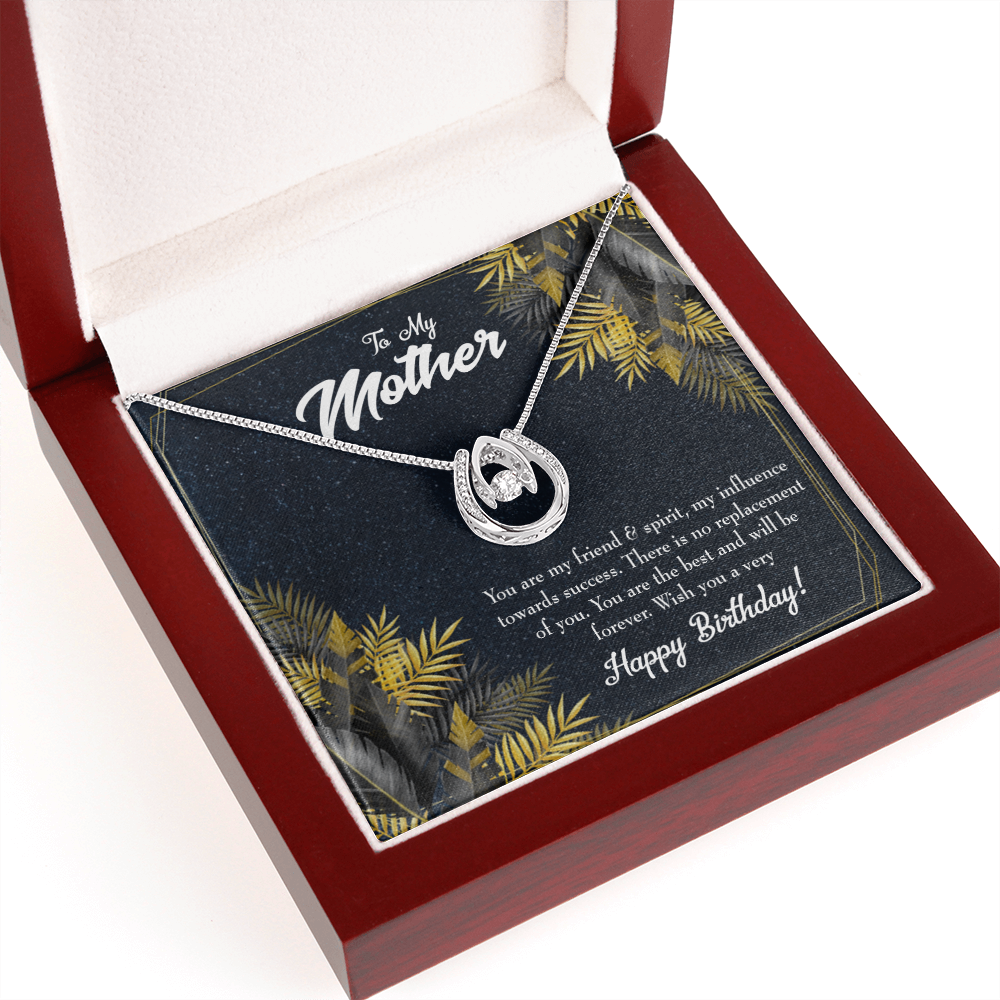 To Mom Happy Birthday Lucky Horseshoe Necklace Message Card 14k w CZ Crystals-Express Your Love Gifts