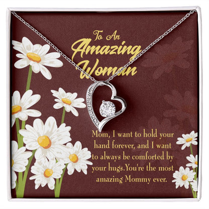 To Mom Hold Your Hand Forever Necklace w Message Card-Express Your Love Gifts