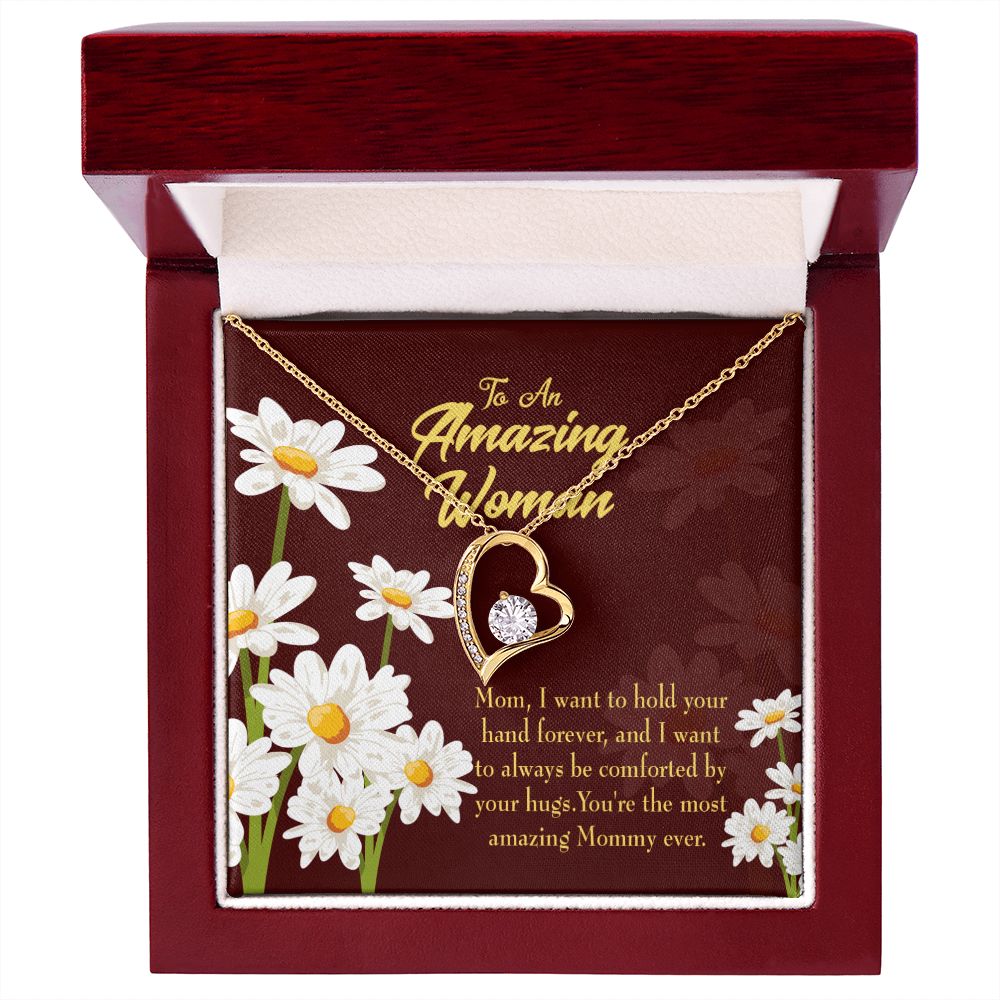 To Mom Hold Your Hand Forever Necklace w Message Card-Express Your Love Gifts