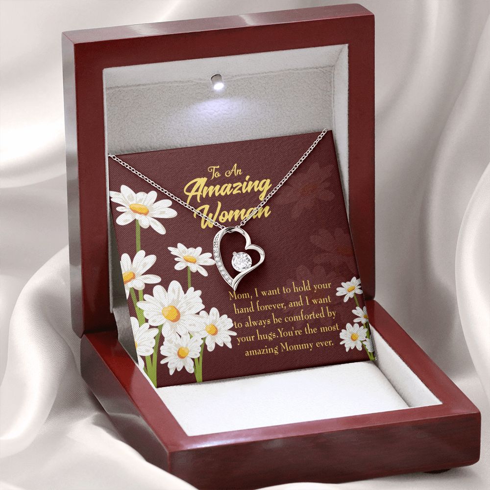 To Mom Hold Your Hand Forever Necklace w Message Card-Express Your Love Gifts