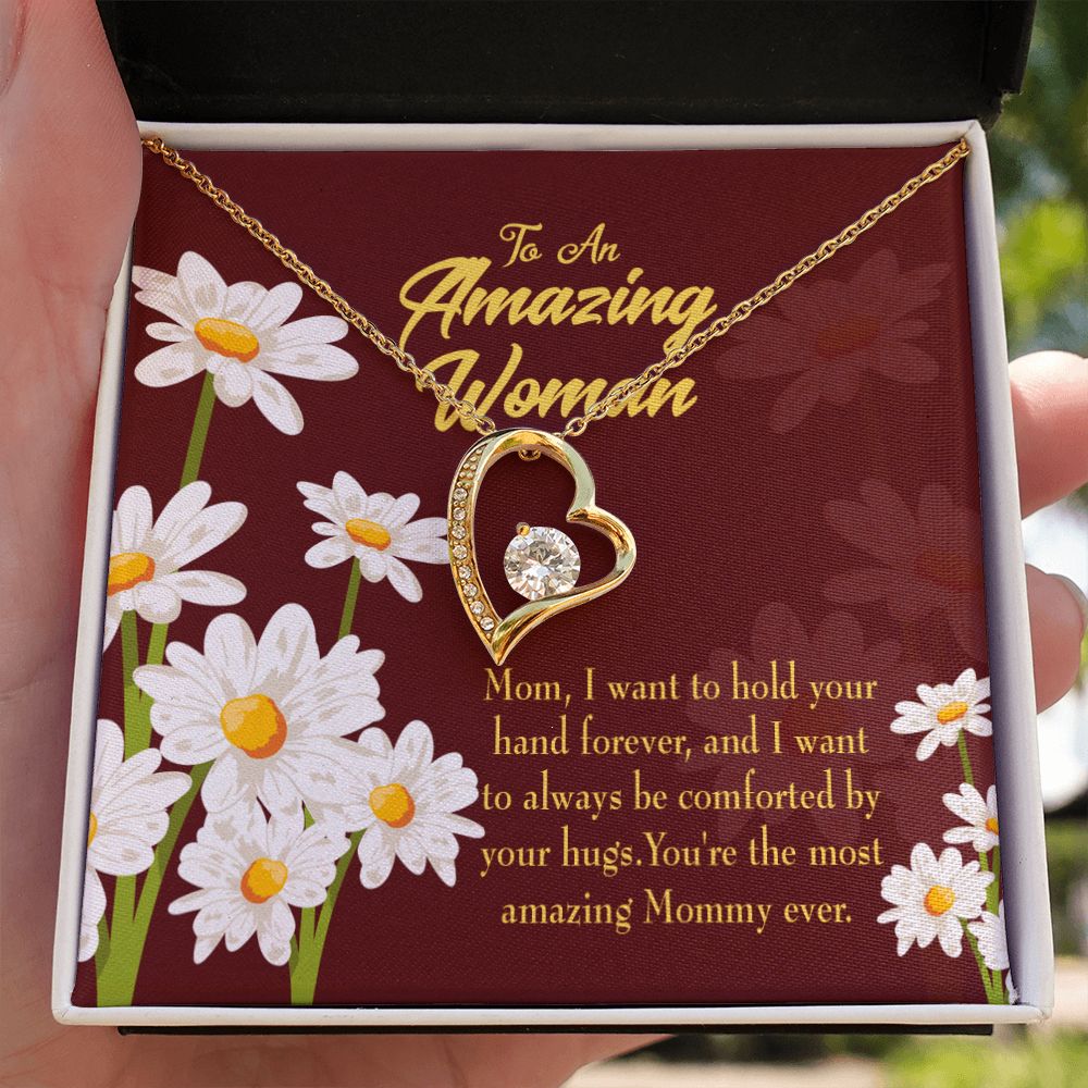 To Mom Hold Your Hand Forever Necklace w Message Card-Express Your Love Gifts