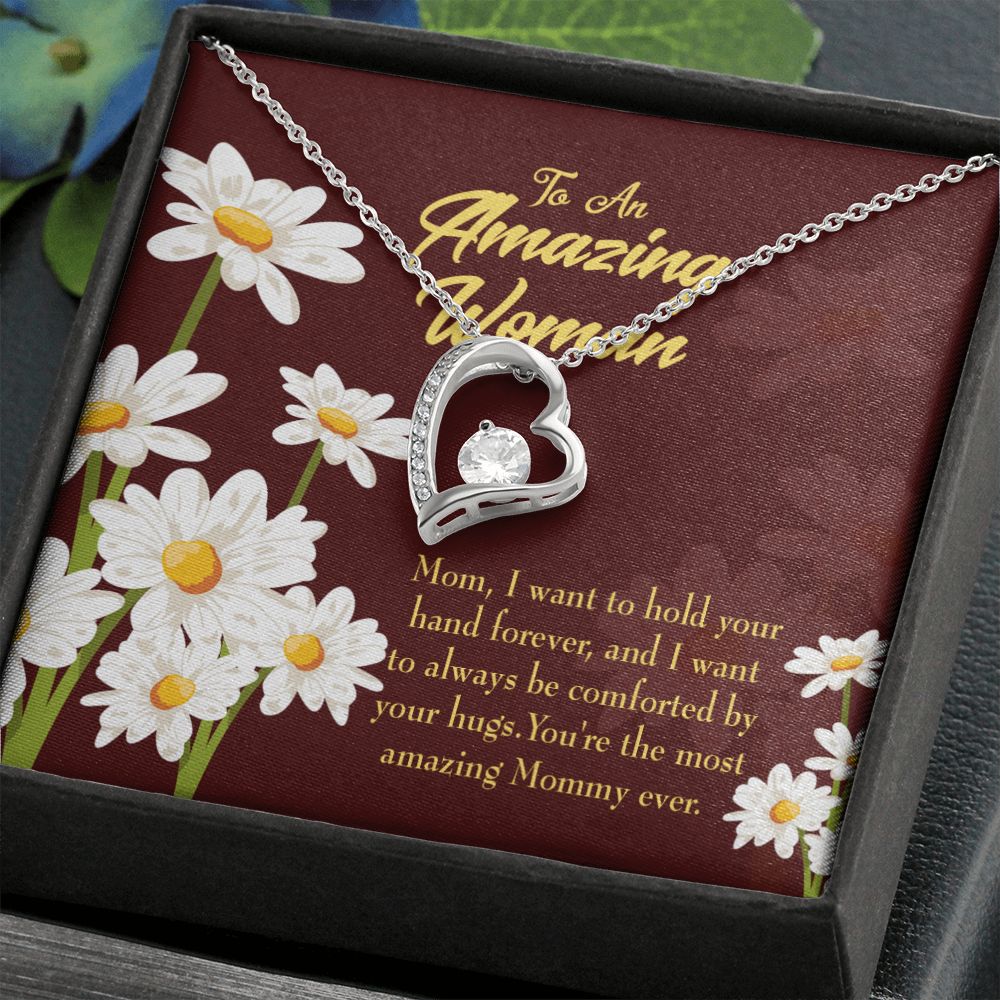 To Mom Hold Your Hand Forever Necklace w Message Card-Express Your Love Gifts