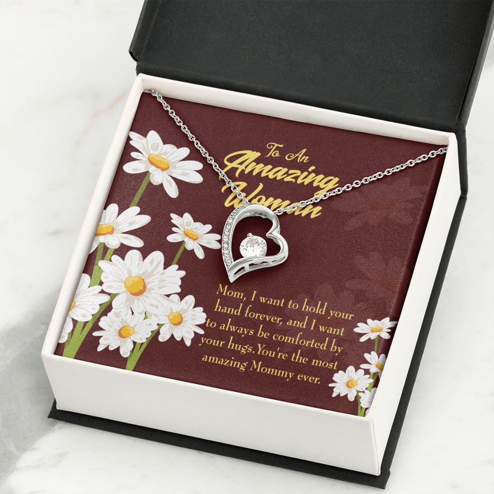 To Mom Hold Your Hand Forever Necklace w Message Card-Express Your Love Gifts