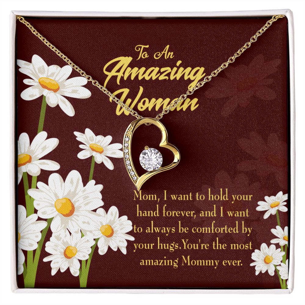 To Mom Hold Your Hand Forever Necklace w Message Card-Express Your Love Gifts