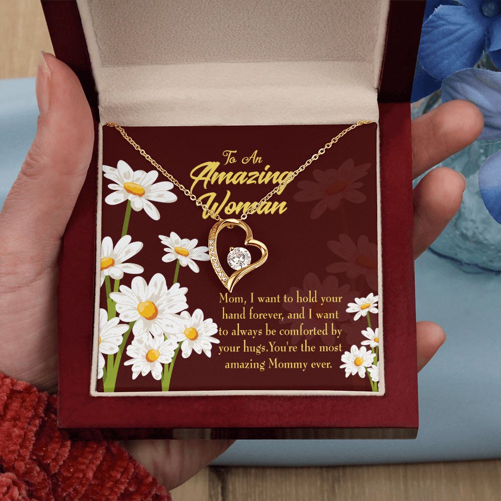 To Mom Hold Your Hand Forever Necklace w Message Card-Express Your Love Gifts