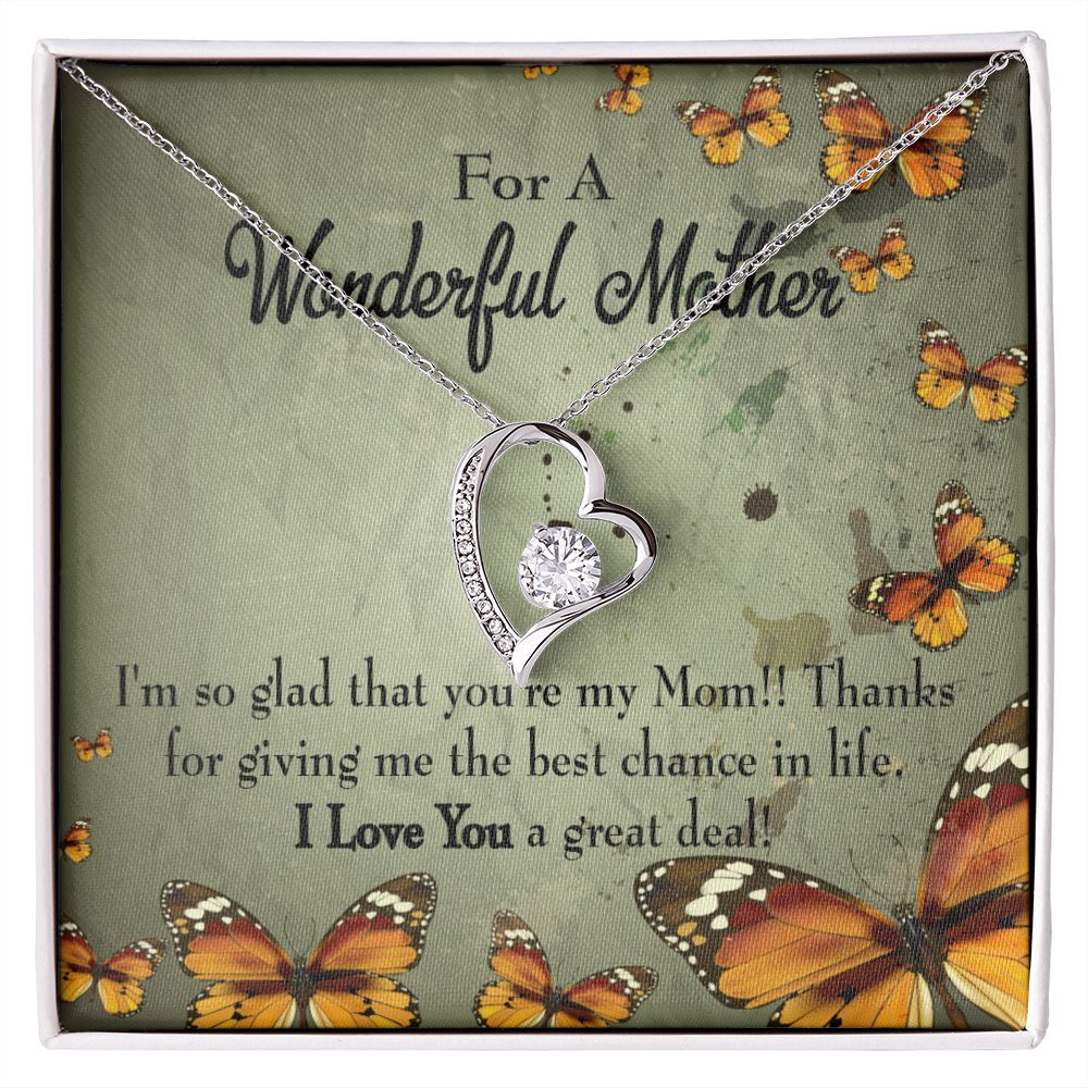 To Mom I'm So Glad Forever Necklace w Message Card-Express Your Love Gifts
