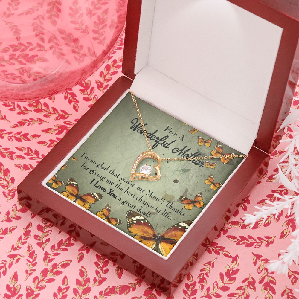 To Mom I'm So Glad Forever Necklace w Message Card-Express Your Love Gifts