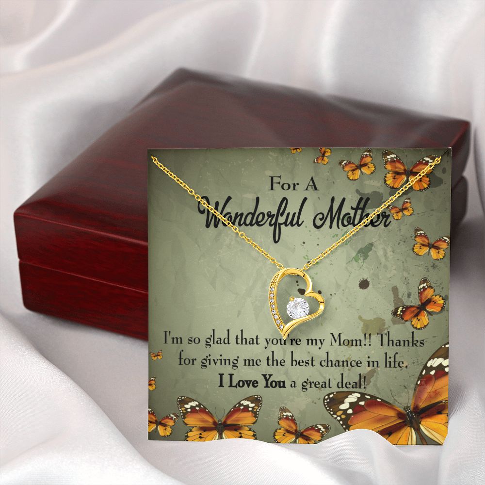 To Mom I'm So Glad Forever Necklace w Message Card-Express Your Love Gifts