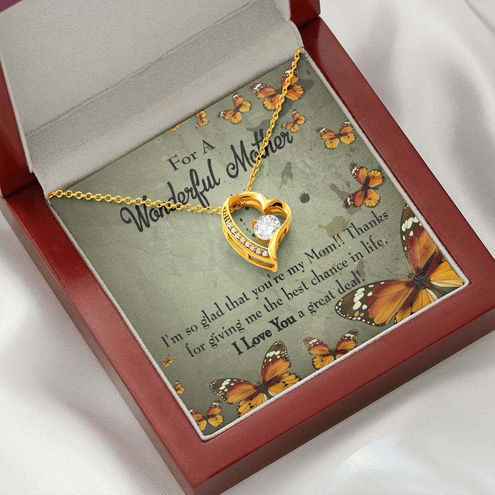 To Mom I'm So Glad Forever Necklace w Message Card-Express Your Love Gifts