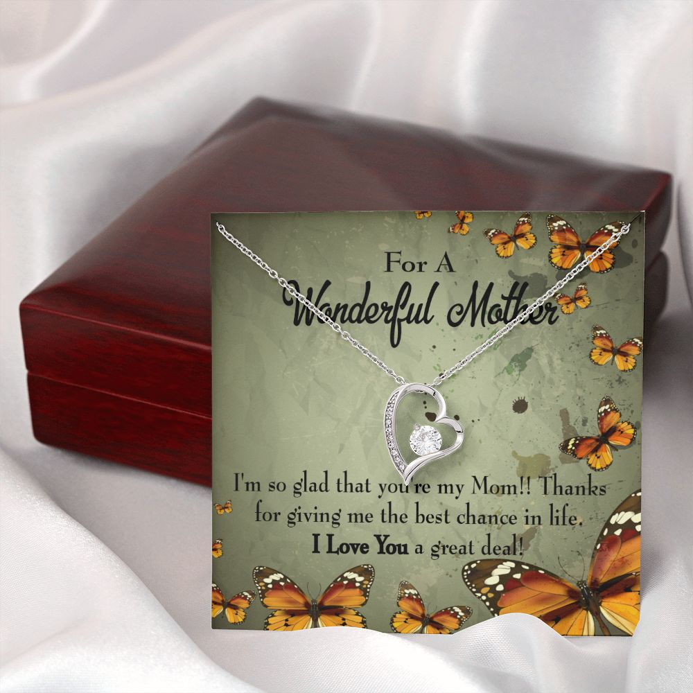 To Mom I'm So Glad Forever Necklace w Message Card-Express Your Love Gifts