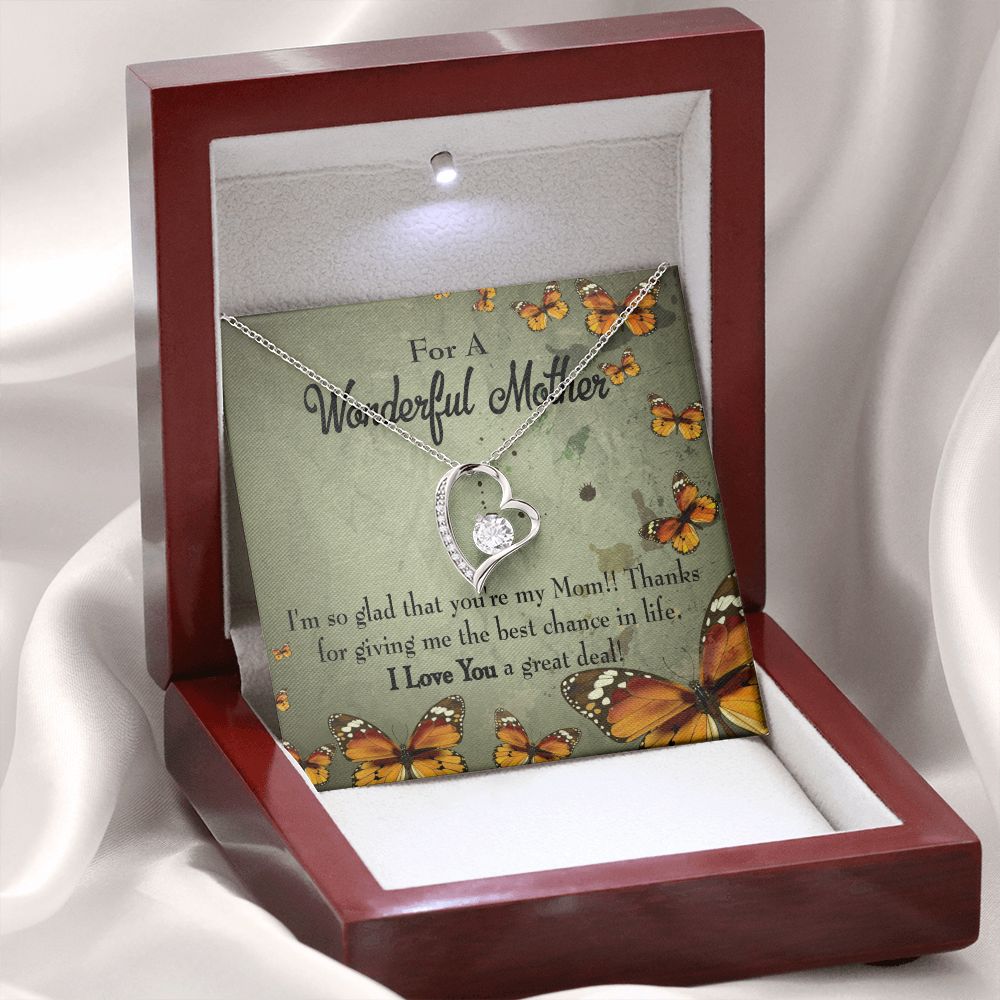 To Mom I'm So Glad Forever Necklace w Message Card-Express Your Love Gifts