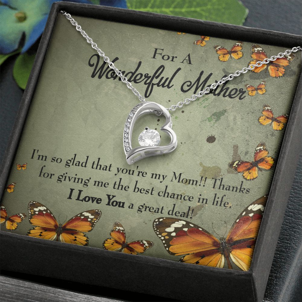 To Mom I'm So Glad Forever Necklace w Message Card-Express Your Love Gifts