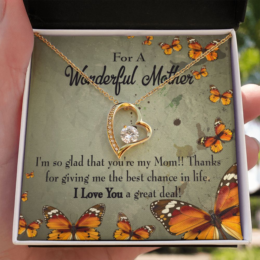 To Mom I'm So Glad Forever Necklace w Message Card-Express Your Love Gifts