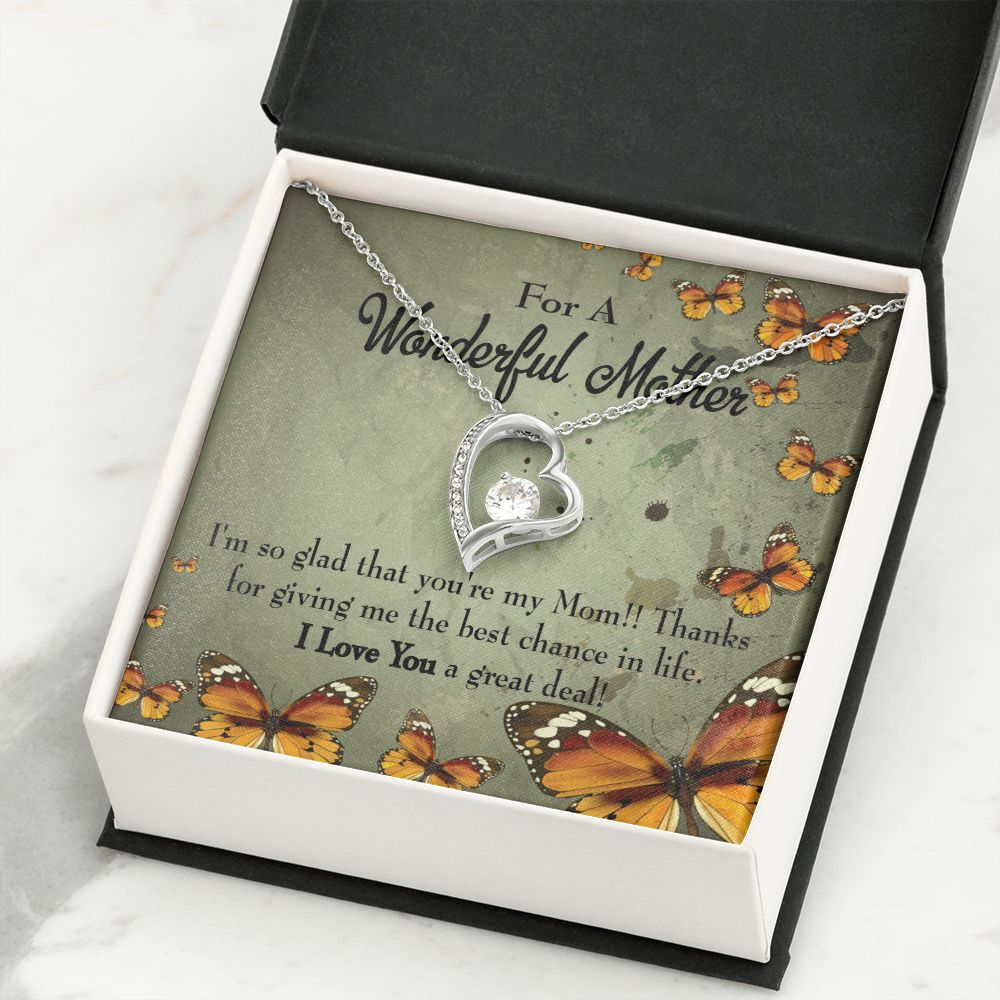 To Mom I'm So Glad Forever Necklace w Message Card-Express Your Love Gifts