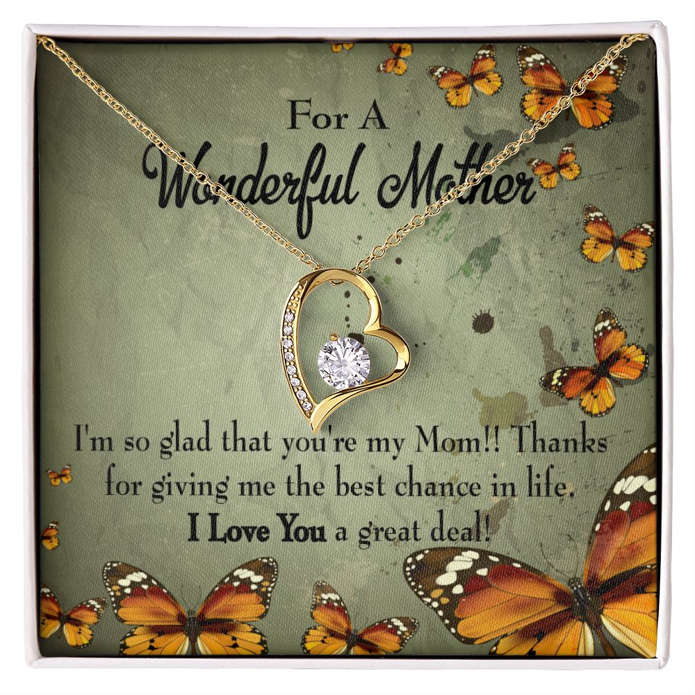 To Mom I'm So Glad Forever Necklace w Message Card-Express Your Love Gifts