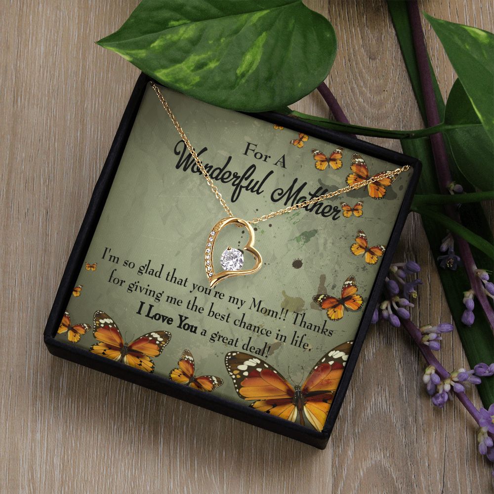 To Mom I'm So Glad Forever Necklace w Message Card-Express Your Love Gifts