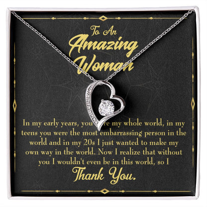 To Mom In Early Years Forever Necklace w Message Card-Express Your Love Gifts