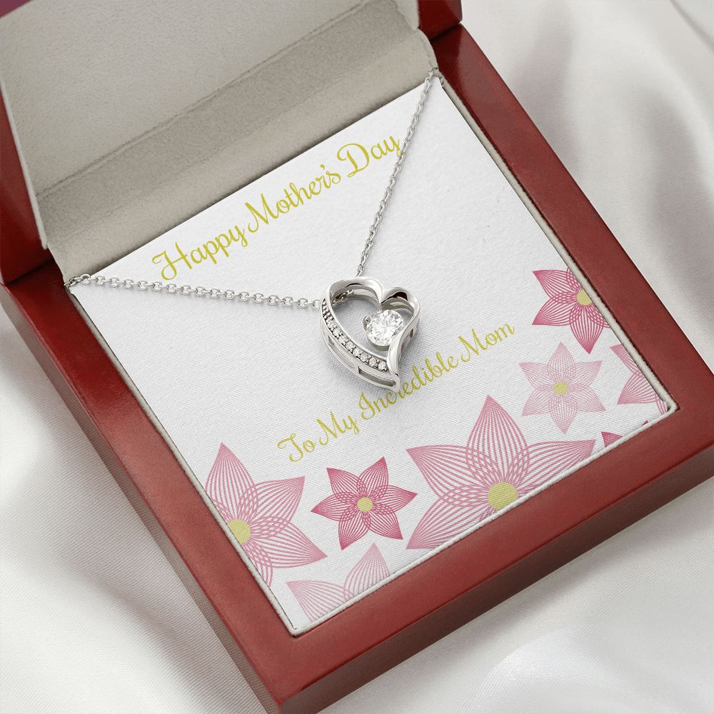 To Mom Incredible Mom Forever Necklace w Message Card-Express Your Love Gifts