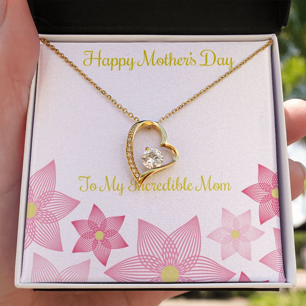 To Mom Incredible Mom Forever Necklace w Message Card-Express Your Love Gifts