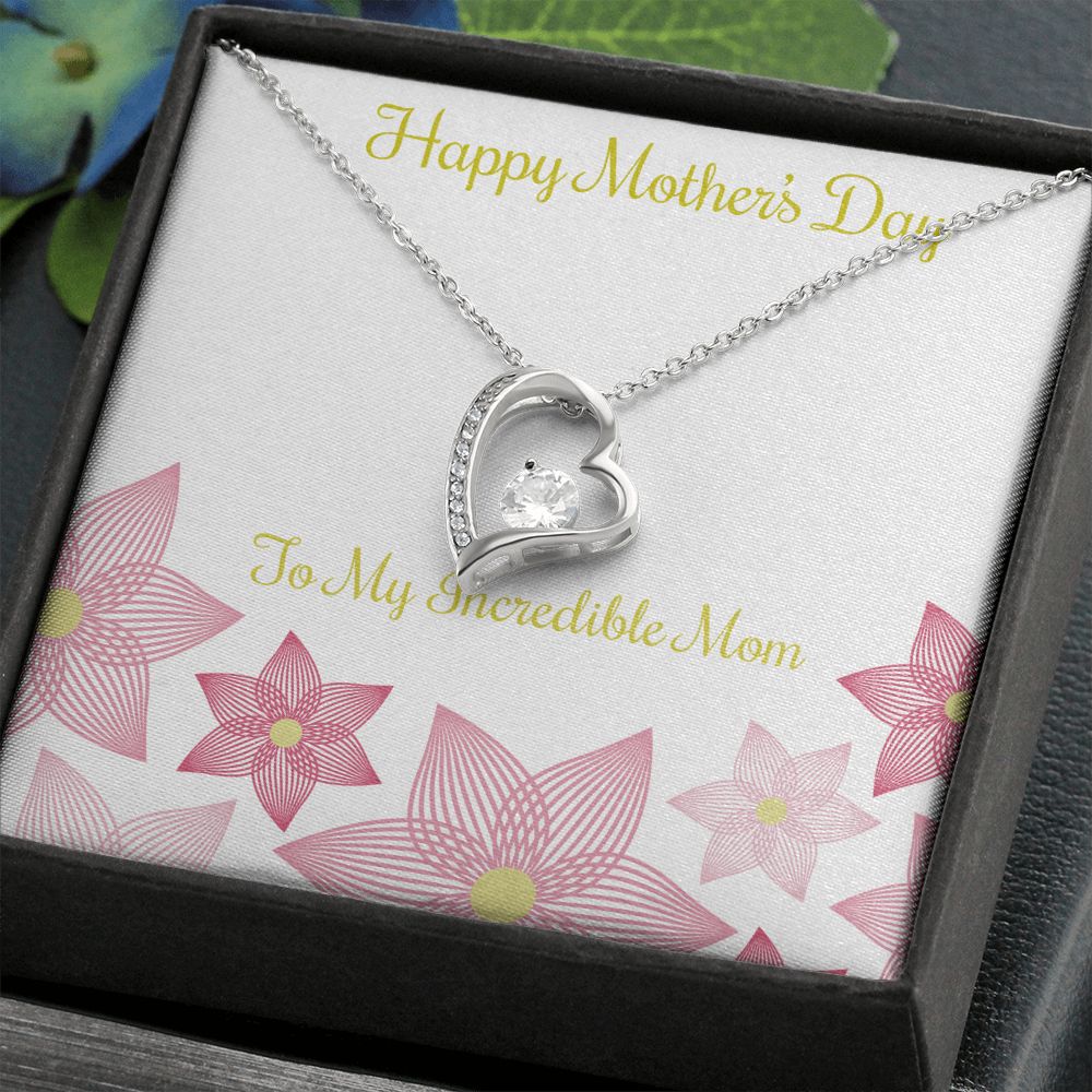 To Mom Incredible Mom Forever Necklace w Message Card-Express Your Love Gifts