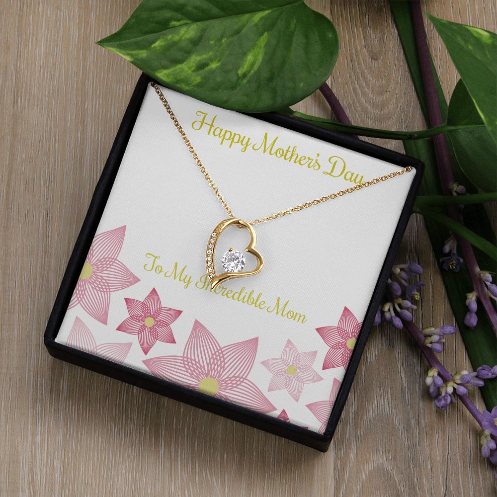 To Mom Incredible Mom Forever Necklace w Message Card-Express Your Love Gifts