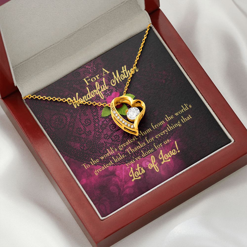 To Mom Kids to Mom Forever Necklace w Message Card-Express Your Love Gifts