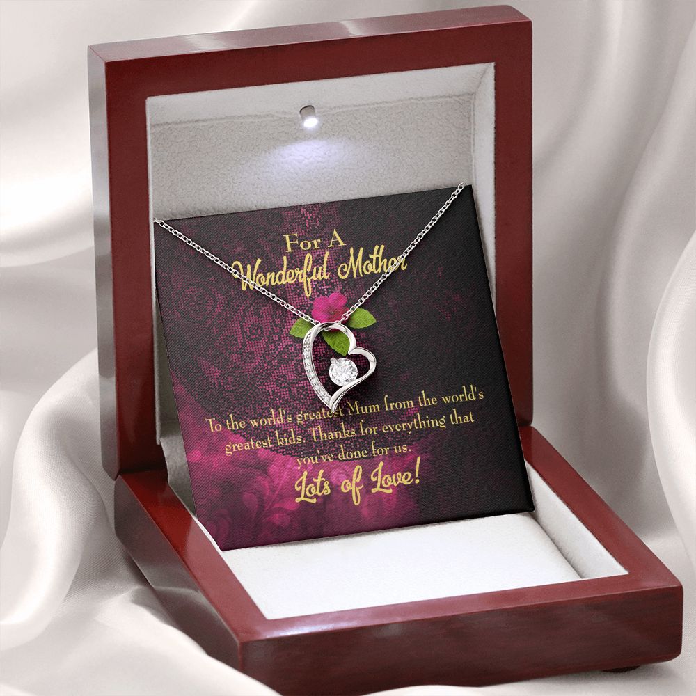 To Mom Kids to Mom Forever Necklace w Message Card-Express Your Love Gifts