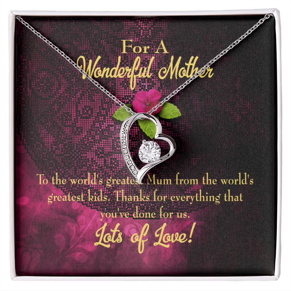 To Mom Kids to Mom Forever Necklace w Message Card-Express Your Love Gifts