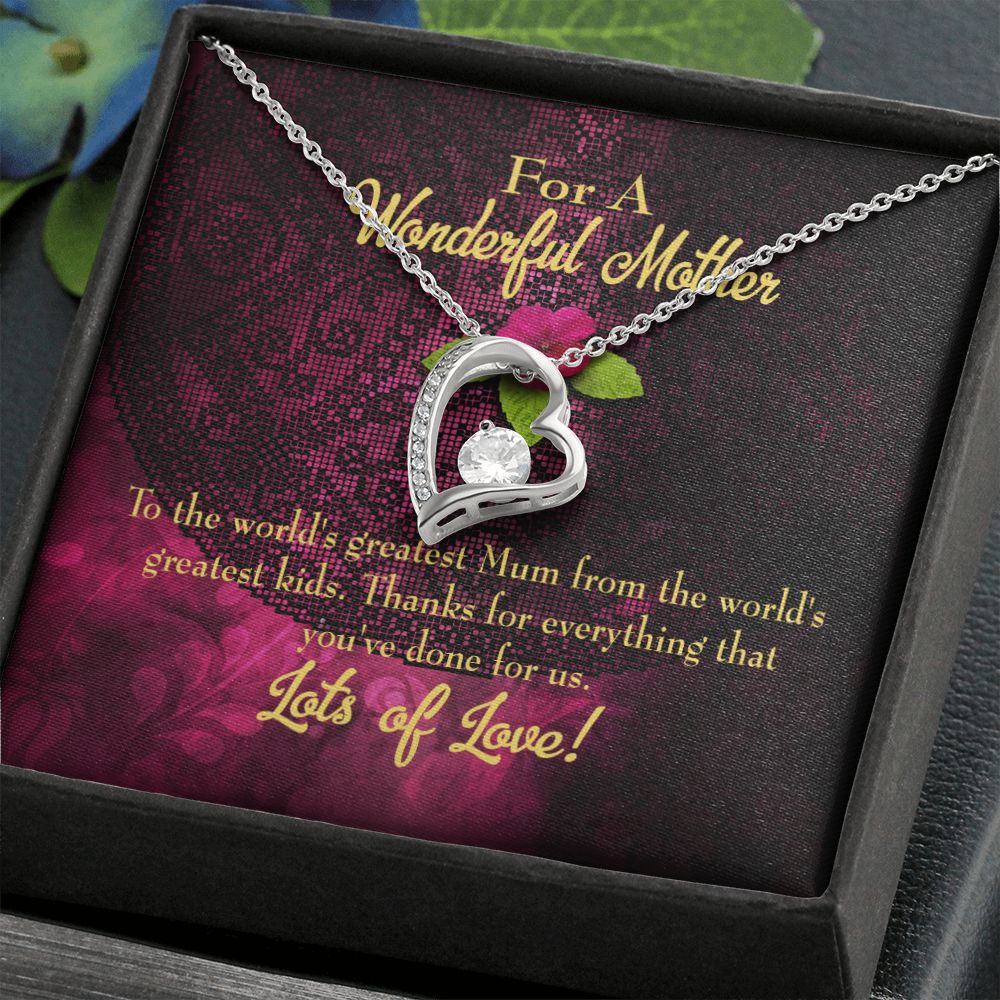 To Mom Kids to Mom Forever Necklace w Message Card-Express Your Love Gifts