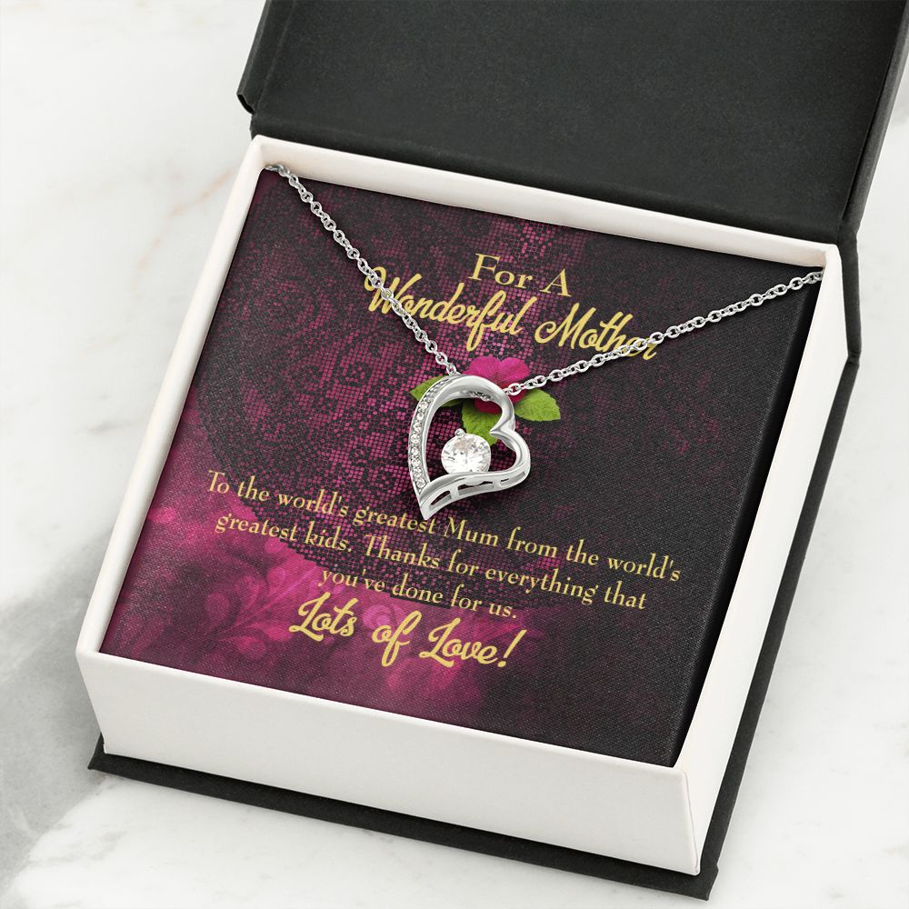 To Mom Kids to Mom Forever Necklace w Message Card-Express Your Love Gifts