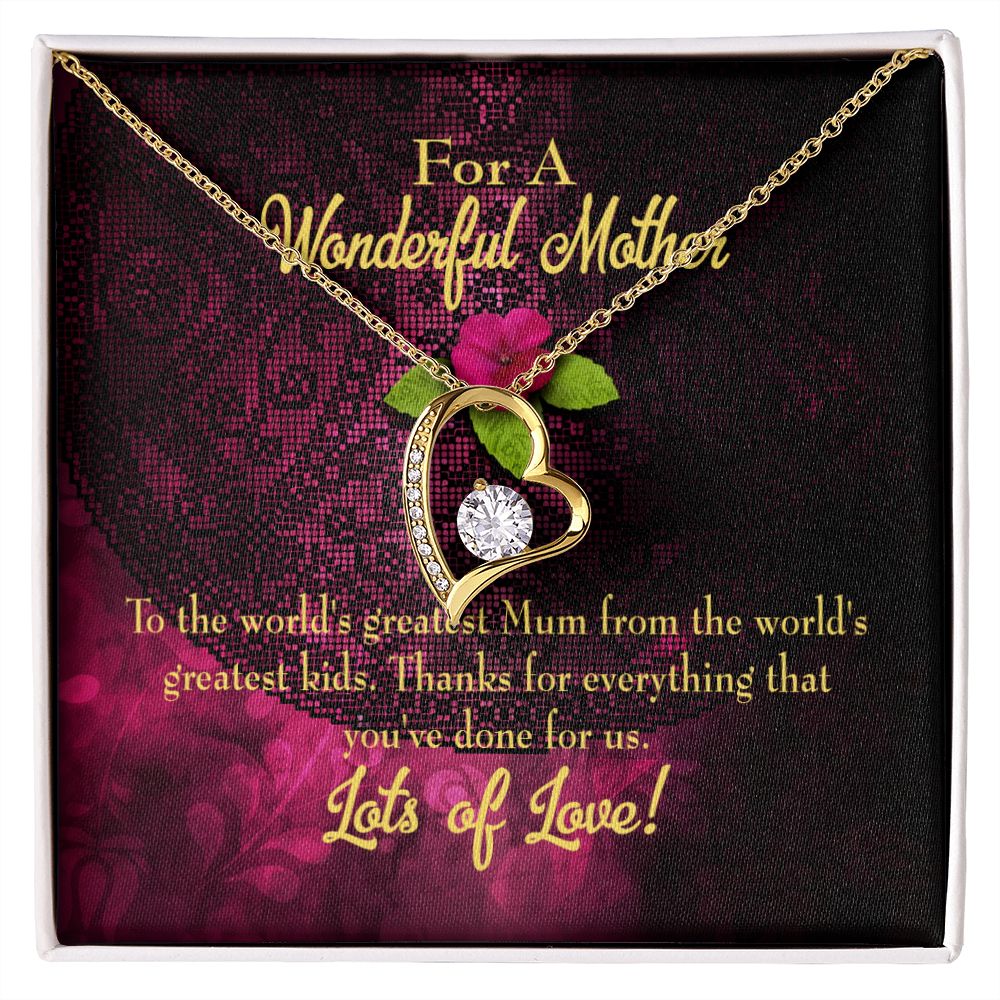 To Mom Kids to Mom Forever Necklace w Message Card-Express Your Love Gifts