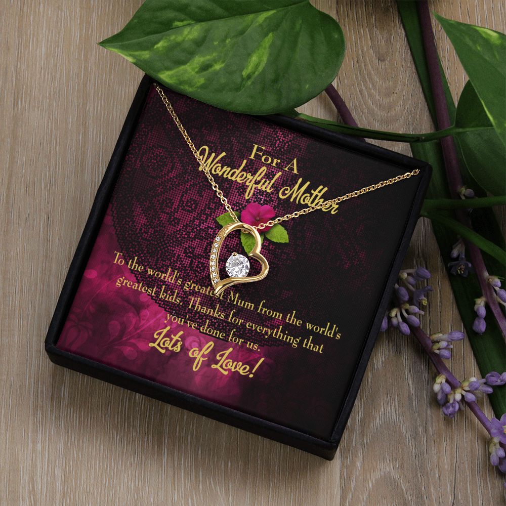 To Mom Kids to Mom Forever Necklace w Message Card-Express Your Love Gifts