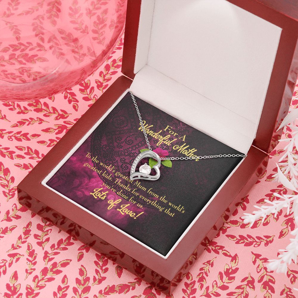 To Mom Kids to Mom Forever Necklace w Message Card-Express Your Love Gifts