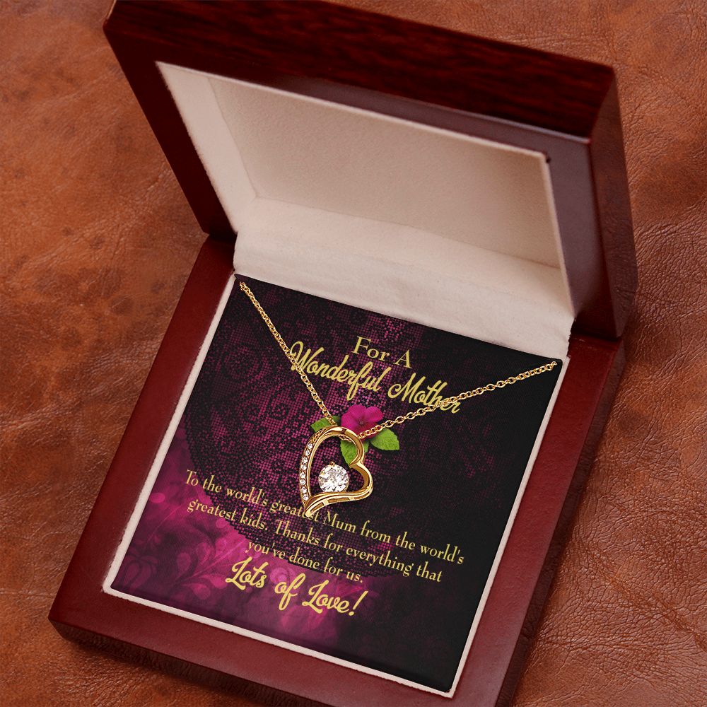 To Mom Kids to Mom Forever Necklace w Message Card-Express Your Love Gifts