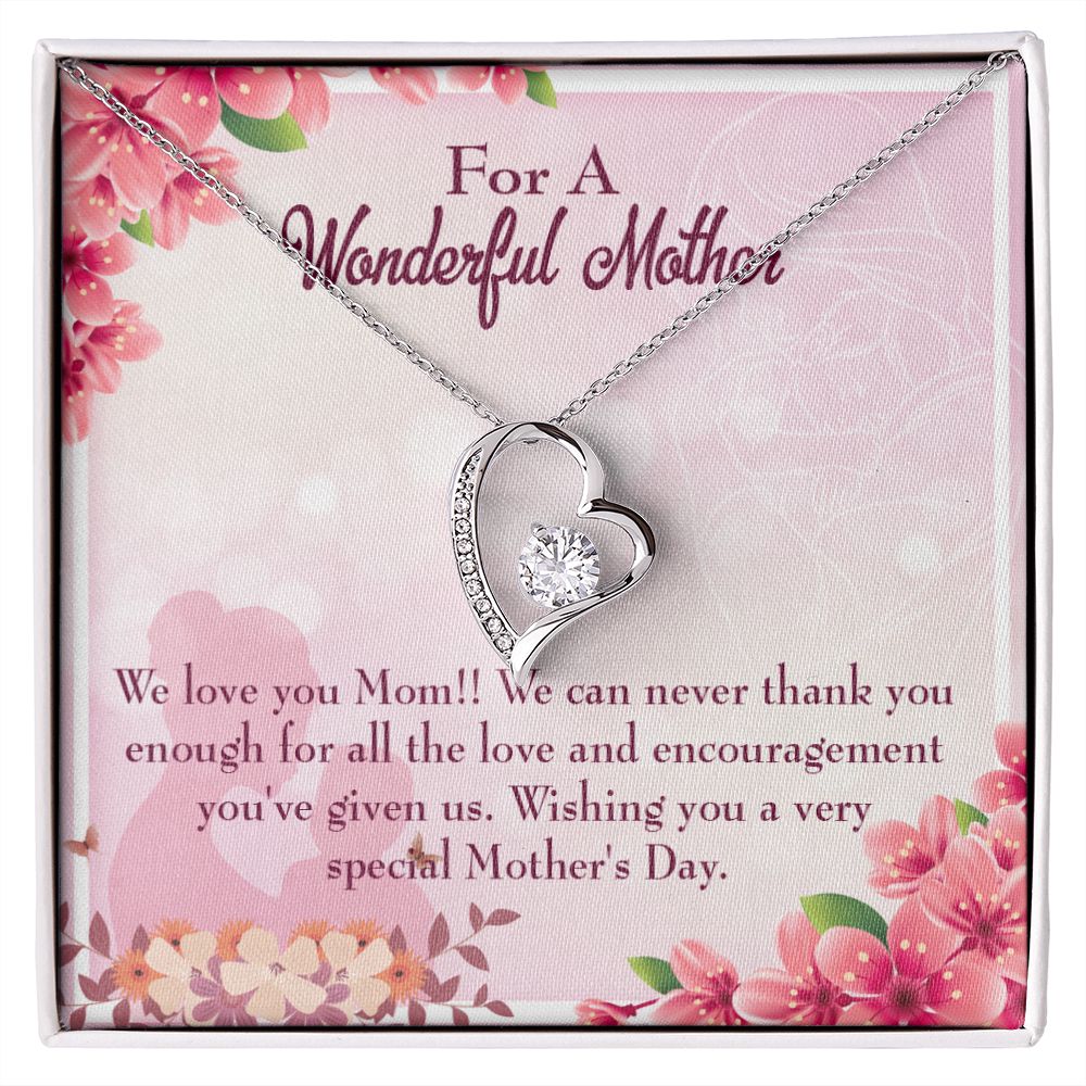 To Mom Love and Encouragement Forever Necklace w Message Card-Express Your Love Gifts